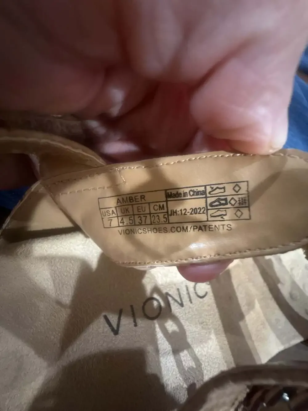 Vionic Orthaheel Cork Print Adjustable Comfort Sandals Beige Arch Support